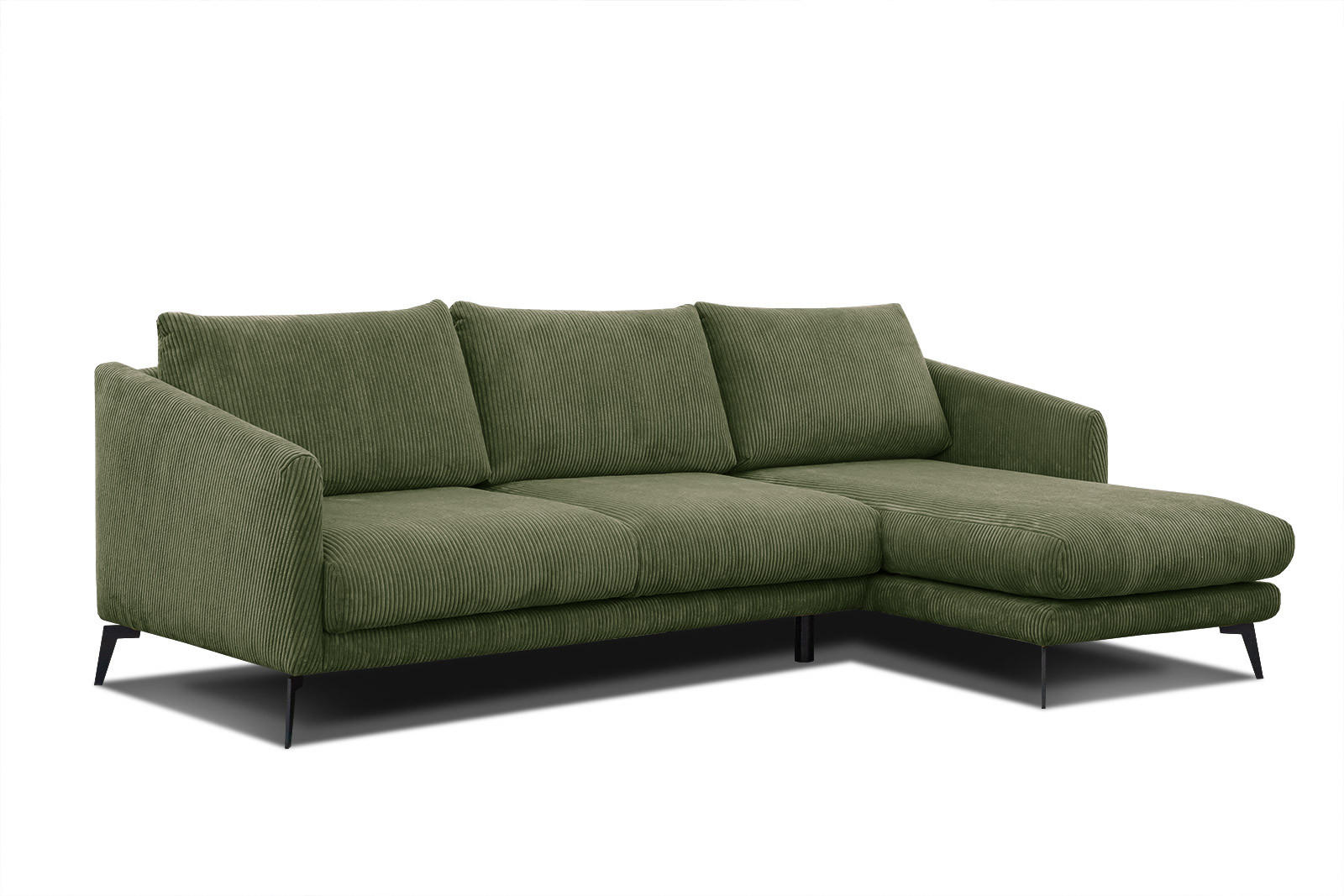 ECKSOFA VILT 4-Sitzer, olivgrün - Schwarz/Olivgrün, Holzwerkstoff/Textil (255/156cm) - Courtois Laville