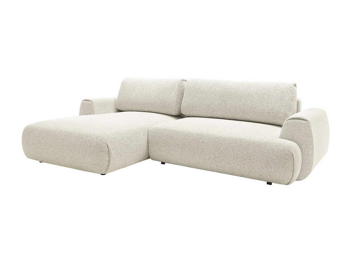 ECKSOFA mit Schlaffunktion - Ecke links - melierter Stoff - Beige - MONELIA - Beige, Textil (270/167cm) - Vente-Unique