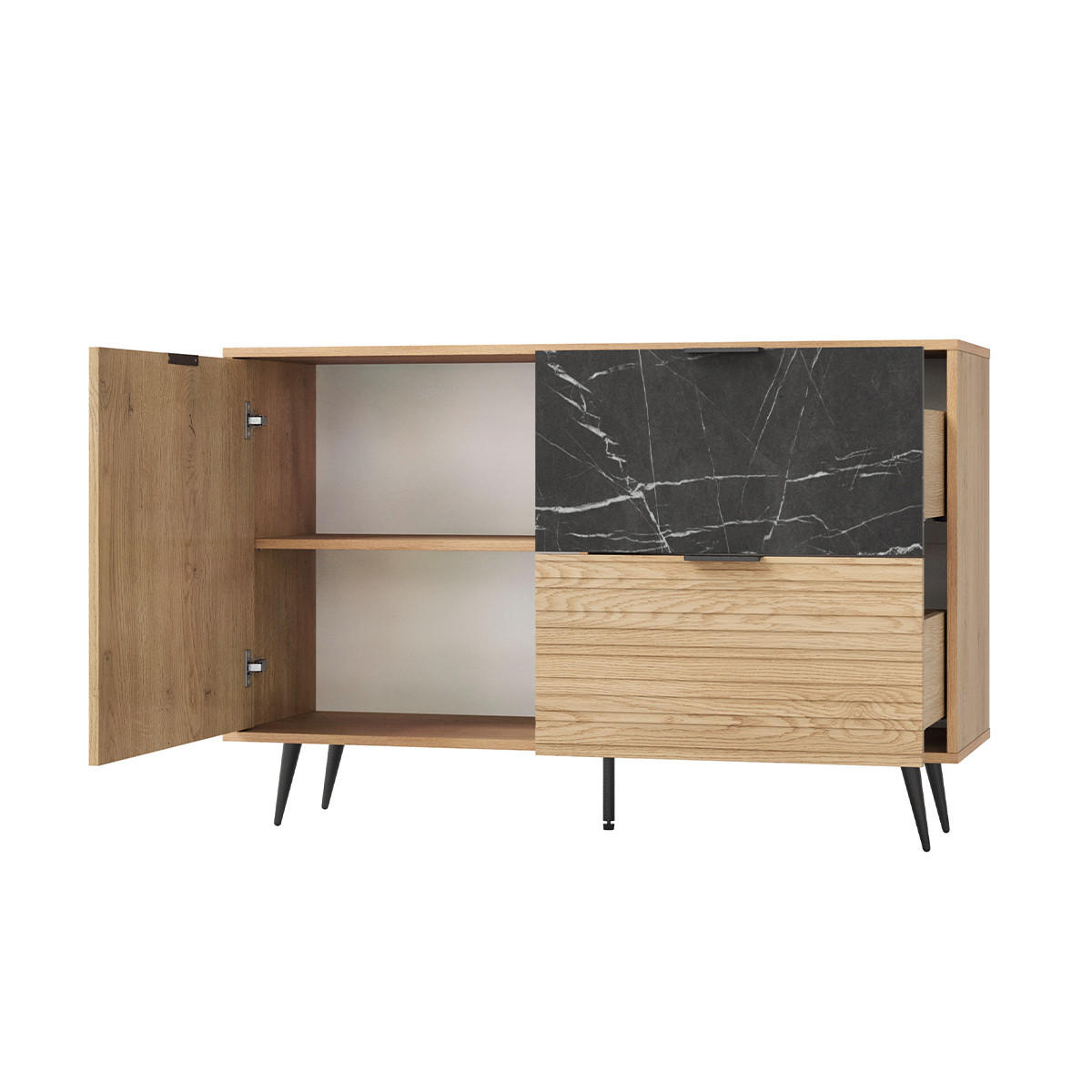 SIDEBOARD Luka Holz und Schwarz - Schwarz, Holzwerkstoff (121.4/80/40cm) - Petits-meubles