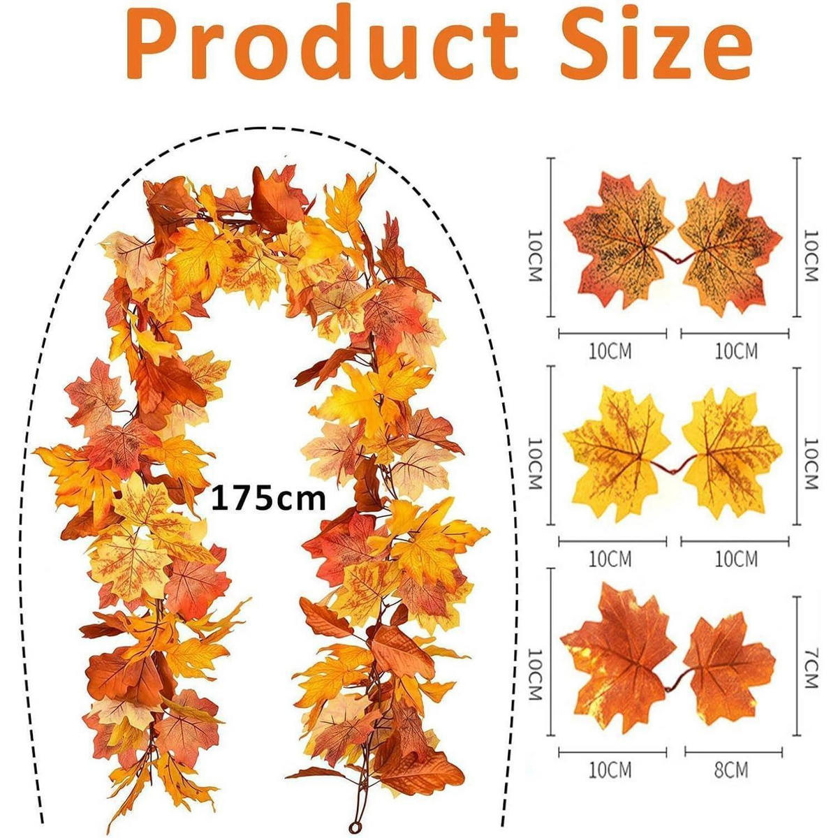HERBSTGIRLANDE Ahornblätter 175 cm mit 2 Haken - Multicolor, Kunststoff (175cm)