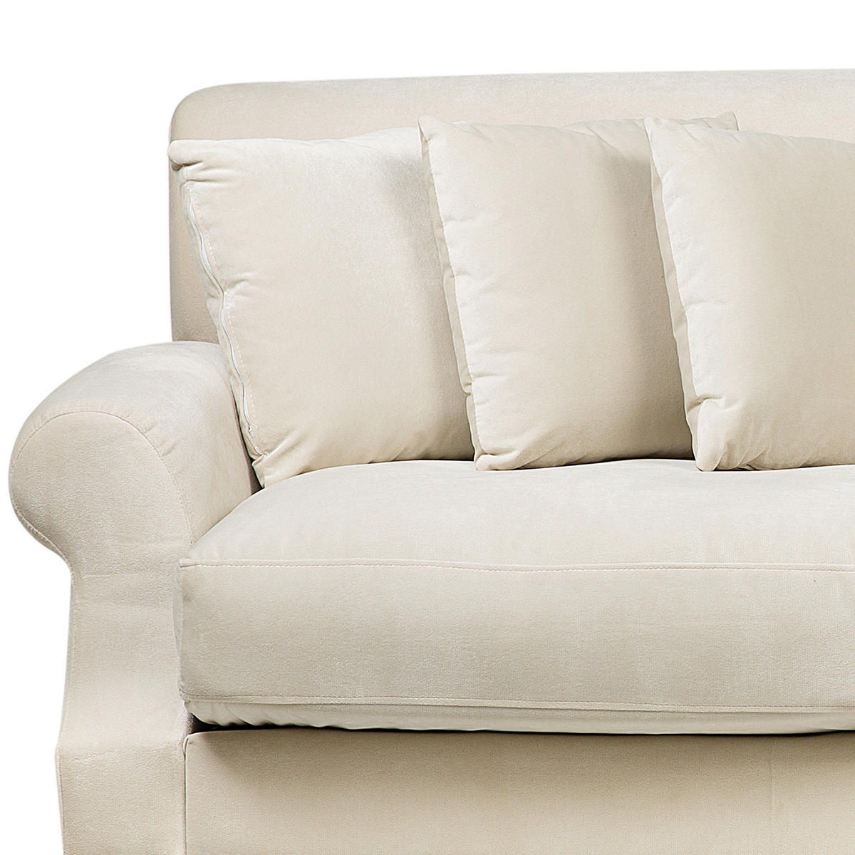 3-SITZER-SOFA Samtstoff Cremeweiß Eike - Weiß, Textil (186/82/102cm) - Beliani