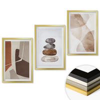 WANDBILDER 3er Set - 40x60 cm Goldrahmen - Moderne abstrakte Malerei - Goldfarben, Kunststoff (40/60cm) - ArtPrintCave