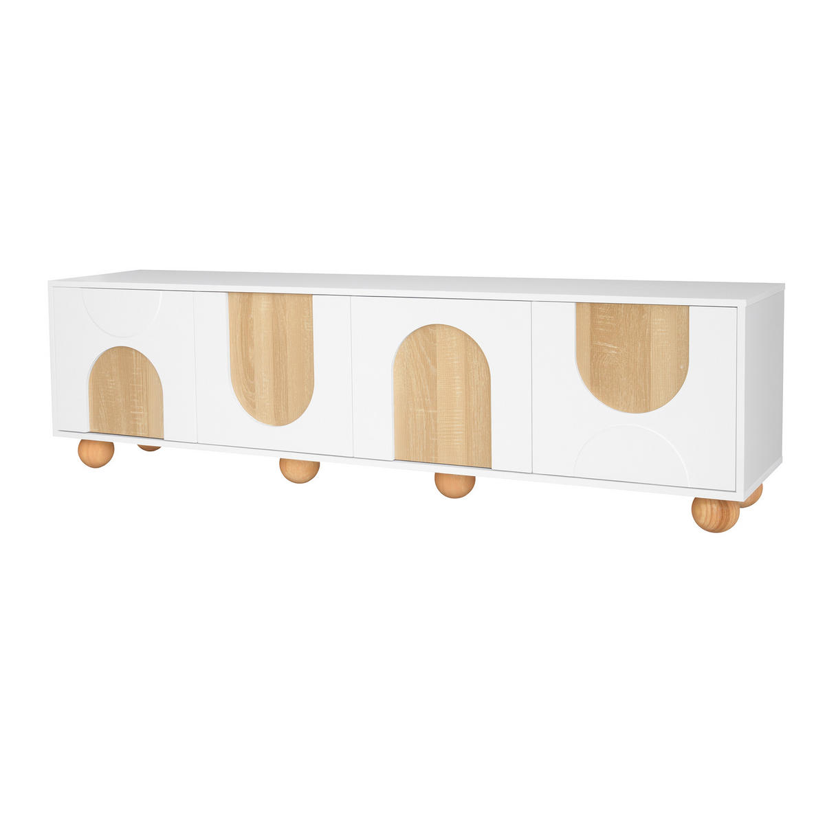 TV-SCHRANK mit 4 Türen 175 x 38 x 50 cm MDF Natur/Weiß - Weiß, Holzwerkstoff (38/50/175cm) - Beauniv