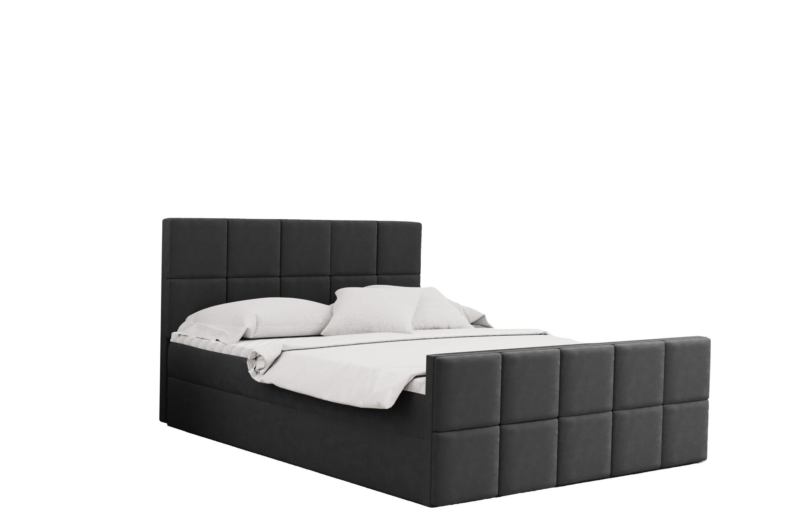BOXBETT mit Bettkasten und Matratze Topper HANA Stoff Matt Velvet Dunkelgrau 200x200 cm H2-Pocket - Dunkelgrau, Holz/Textil (200/200cm) - Kaiser Möbel