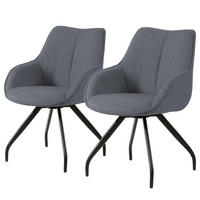 DREHBARER ARMLEHNENSTUHL - 2er-Set - Schwarz/Grau, Textil/Metall (58/90/64cm) - home24