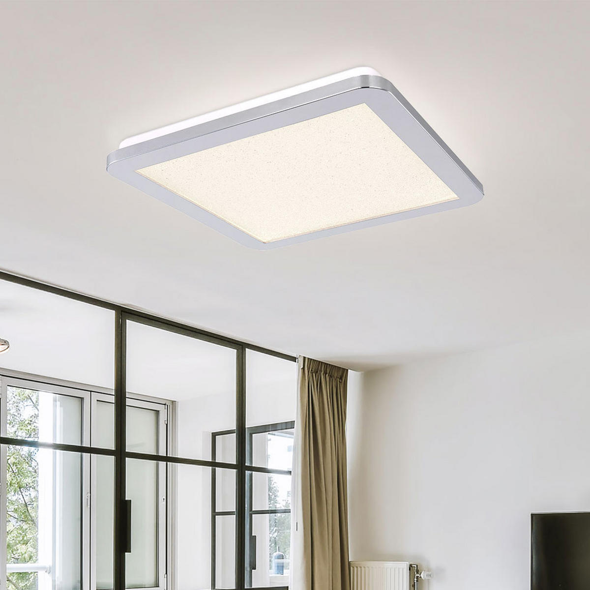 LED DECKENLEUCHTE Metall Kristalloptik Silber - Silberfarben, Metall (30/30/3cm)