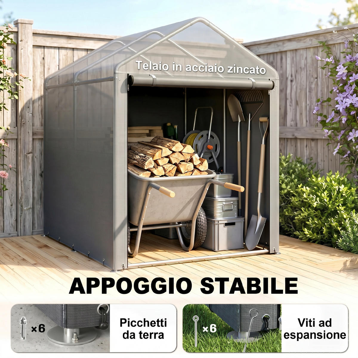 CARPORT Dunkelgrau 1 Stück - Dunkelgrau, Kunststoff/Metall (120/165/179cm) - GiPP
