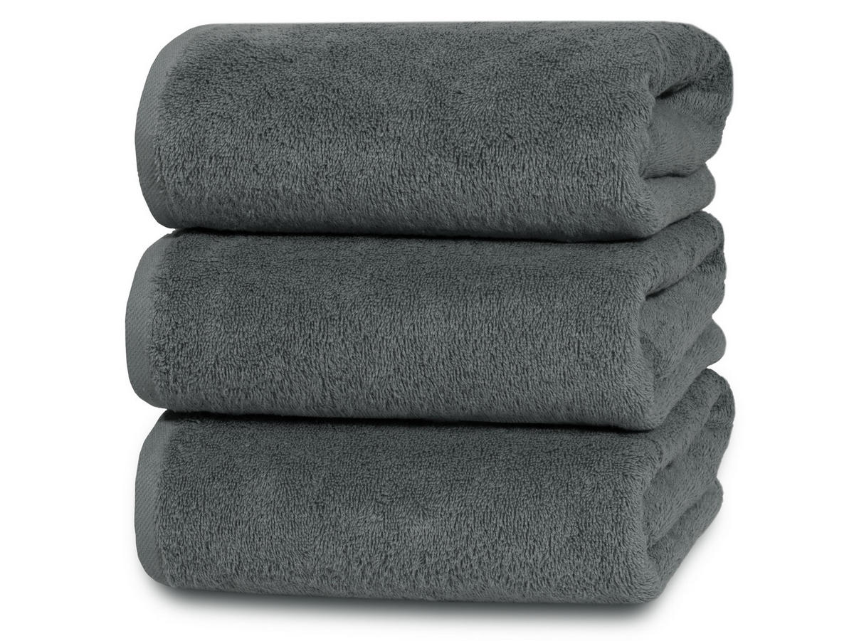 DUSCHTÜCHER, 3er-Set, 70x140 cm, 100% Baumwolle, Grau - Graphitfarben, Textil (70/140cm) - Zollner