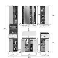 BADKOMBINATION 5tlg. inkl. Beleuchtung Blake Bad in Rauchsilber Nb. und weiß HG B/H/T: 164x191x34 cm - Anthrazit, Holz (164/191/34cm)