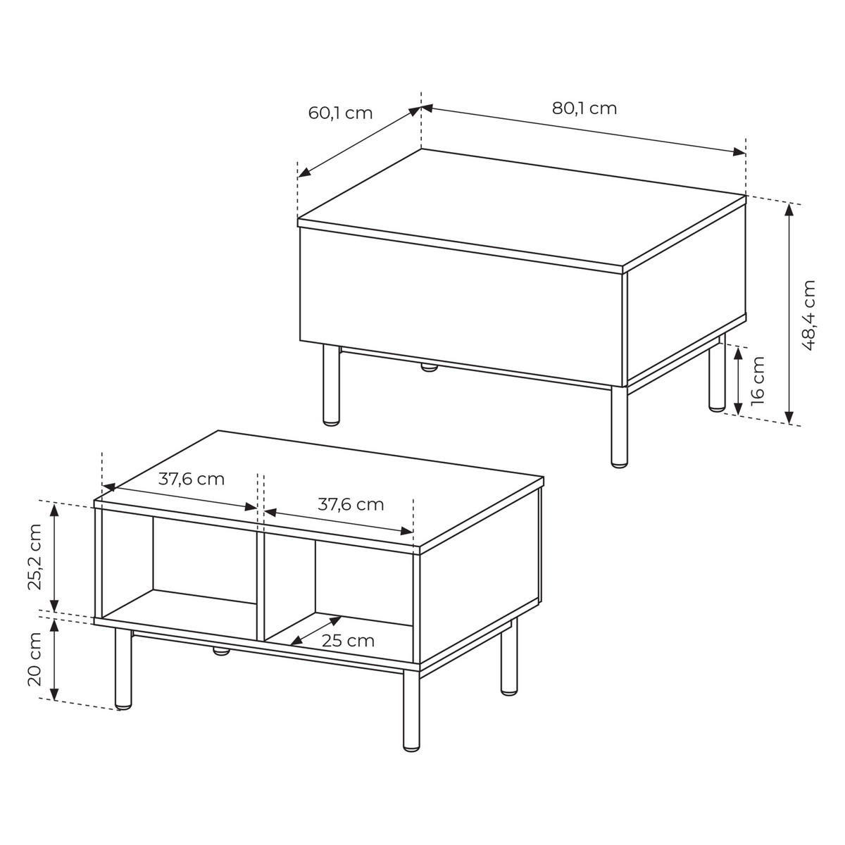 COUCHTISCH LAMBERTI 80,1/48,4/60,1 cm Schwarz - Schwarz, Holzwerkstoff (60.1/80.1/48.4cm) - MASSENO