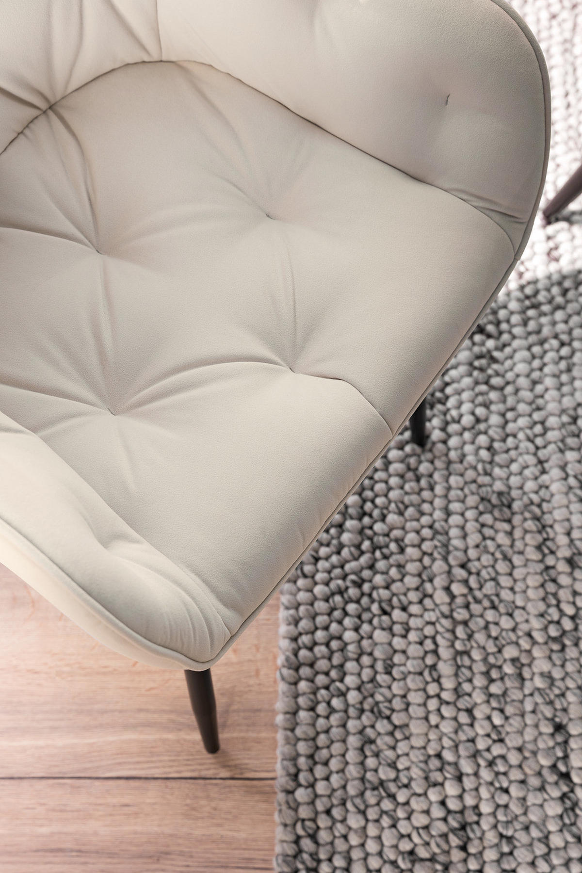 ARMLEHNENSTUHL - Beige/Schwarz, Textil/Metall (60/84/56cm) - home24