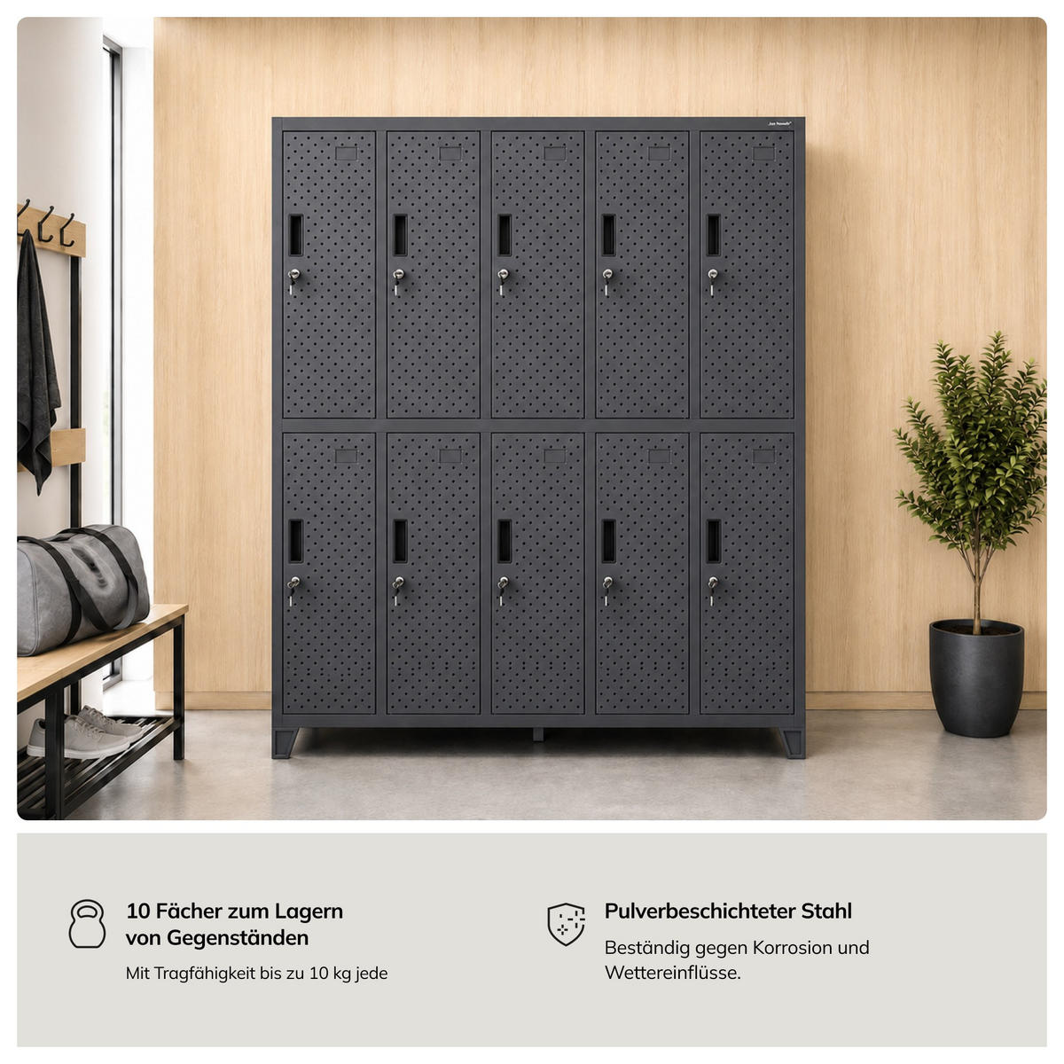 ARBEITSSCHUTZ-KLEIDERSCHRANK BARTEK PRO 172x136x45 cm - Anthrazit, Metall (136/172/45cm) - Jan Nowak