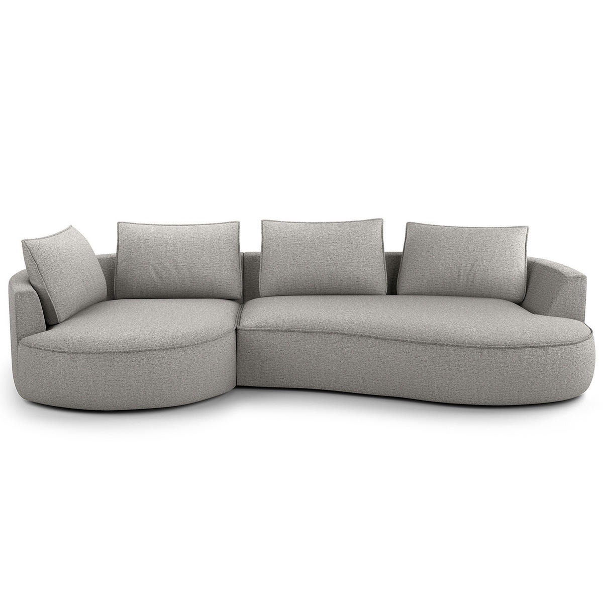 BIGSOFA - Hellgrau/Schwarz, Kunststoff/Textil (322/82/154cm) - home24