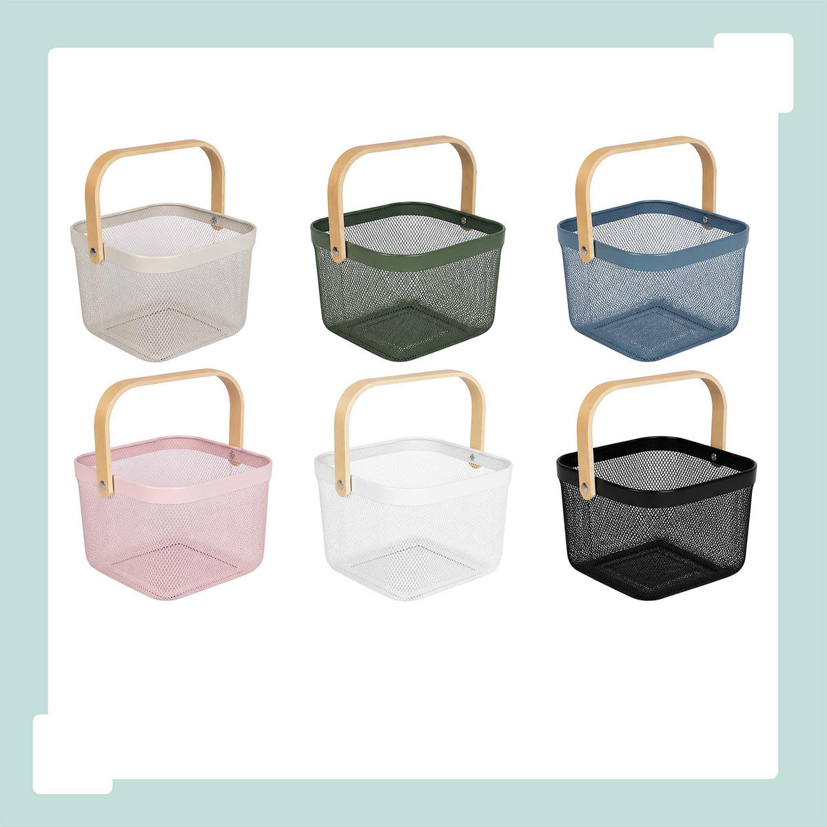 KOŠ Růžový drátěný 2dílná-sada kov - růžová, kov/dřevo (26/17.5/24.5cm) - Relaxdays