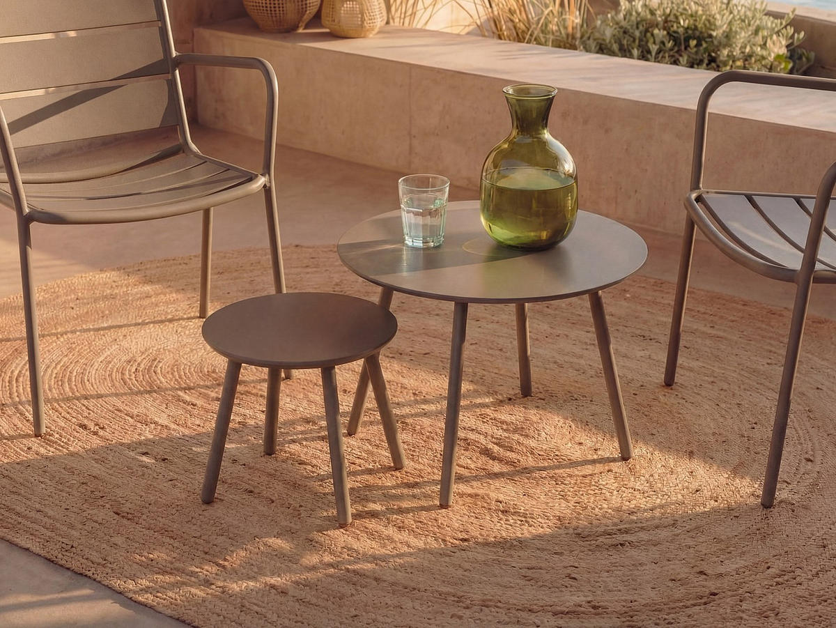 2ER-SET Garten-Beistelltische - Metall - Taupe - MIRMANDE von MYLIA - Taupe, Metall (60/60/34cm) - Vente-Unique