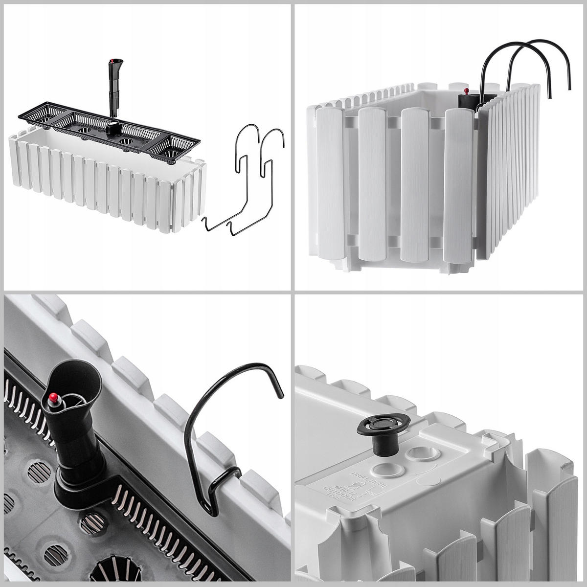 BALKONKASTEN mit Griffen und Bewässerungssystem, 60 cm, Weiß - Weiß, Kunststoff (18/58cm) - KADAX