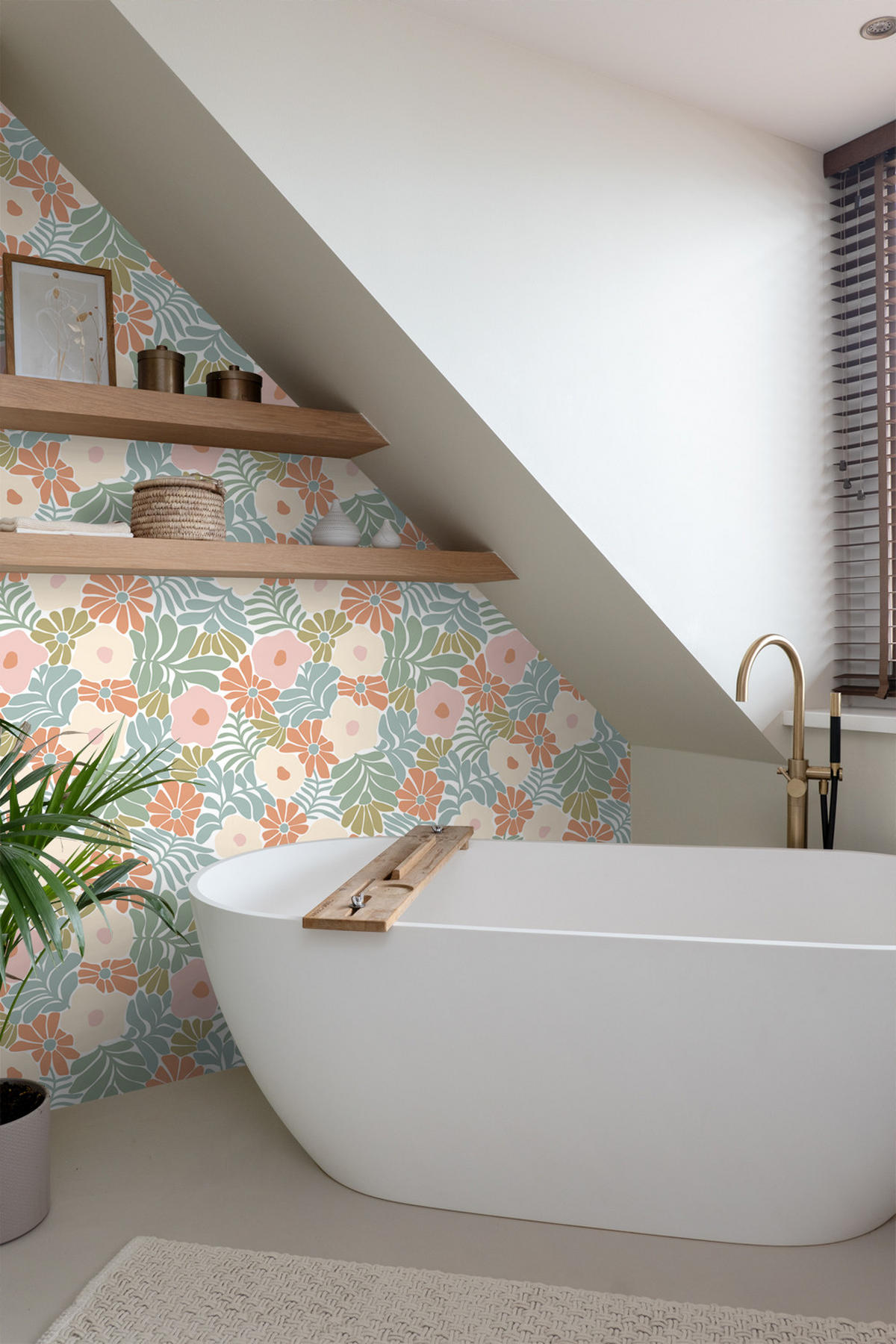 TAPETE Blumen im Matisse-Stil 53 cm x 10.05 m - Blau, Papier (53/1000cm) - ESTAhome