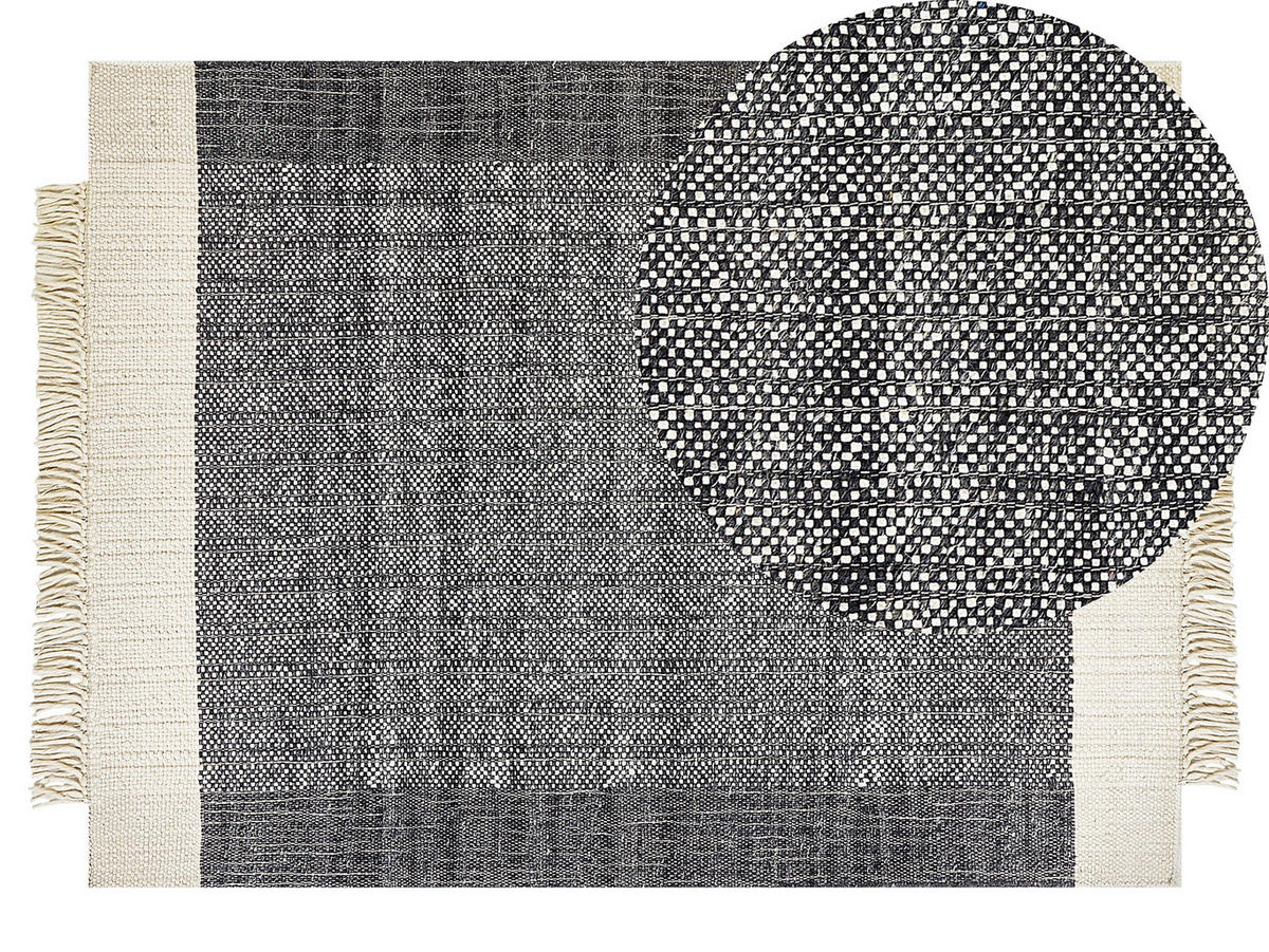 KURZFLOR-TEPPICH Atlanti 200/140 cm - Schwarz, Textil (140/200cm) - Beliani