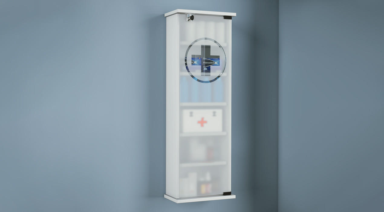 Medizinschrank mit Milchglastür