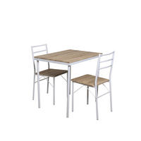 ESSGRUPPE Kölle 3-teilig, Gestell Weiss + Eichedekor, Tisch 80x60cm - Weiß, Holz - TPFGarden