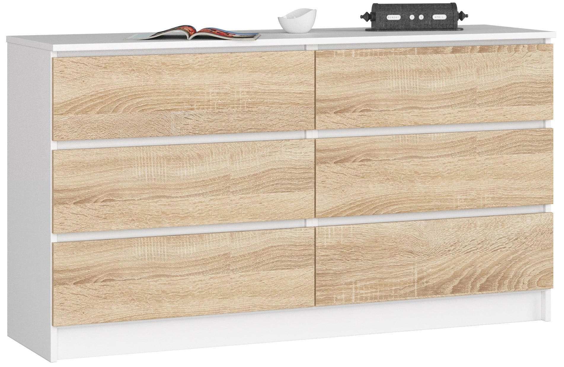 KOMMODE Weiß, Eiche Sonoma 77/138/40 - Weiß, Holzwerkstoff (138/77/40cm) - RAUMHIRSCH FURNITURE