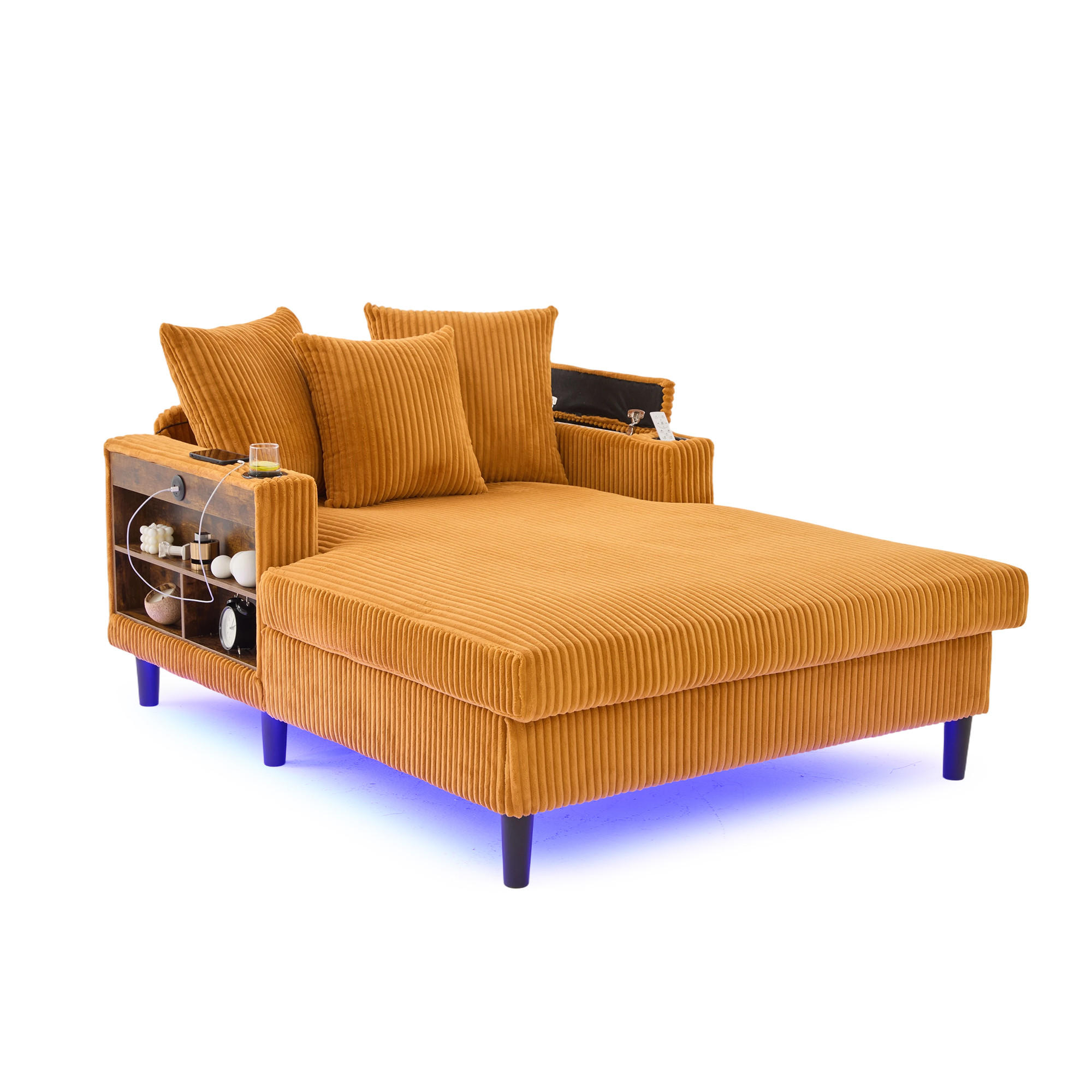RELAXLIEGE XXL Polsterliege,Relaxsessel,Cord,Gelb - Gelb, Textil (129/70/170cm) - LVHOM
