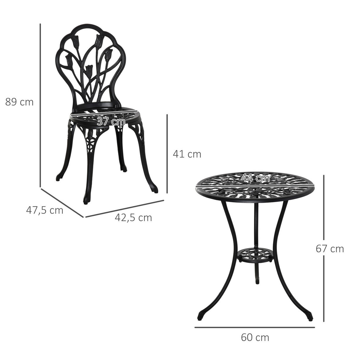 GARTENTISCH Schwarz 60.0/60.0/67.0cm - Schwarz, Metall (60/60/67cm)