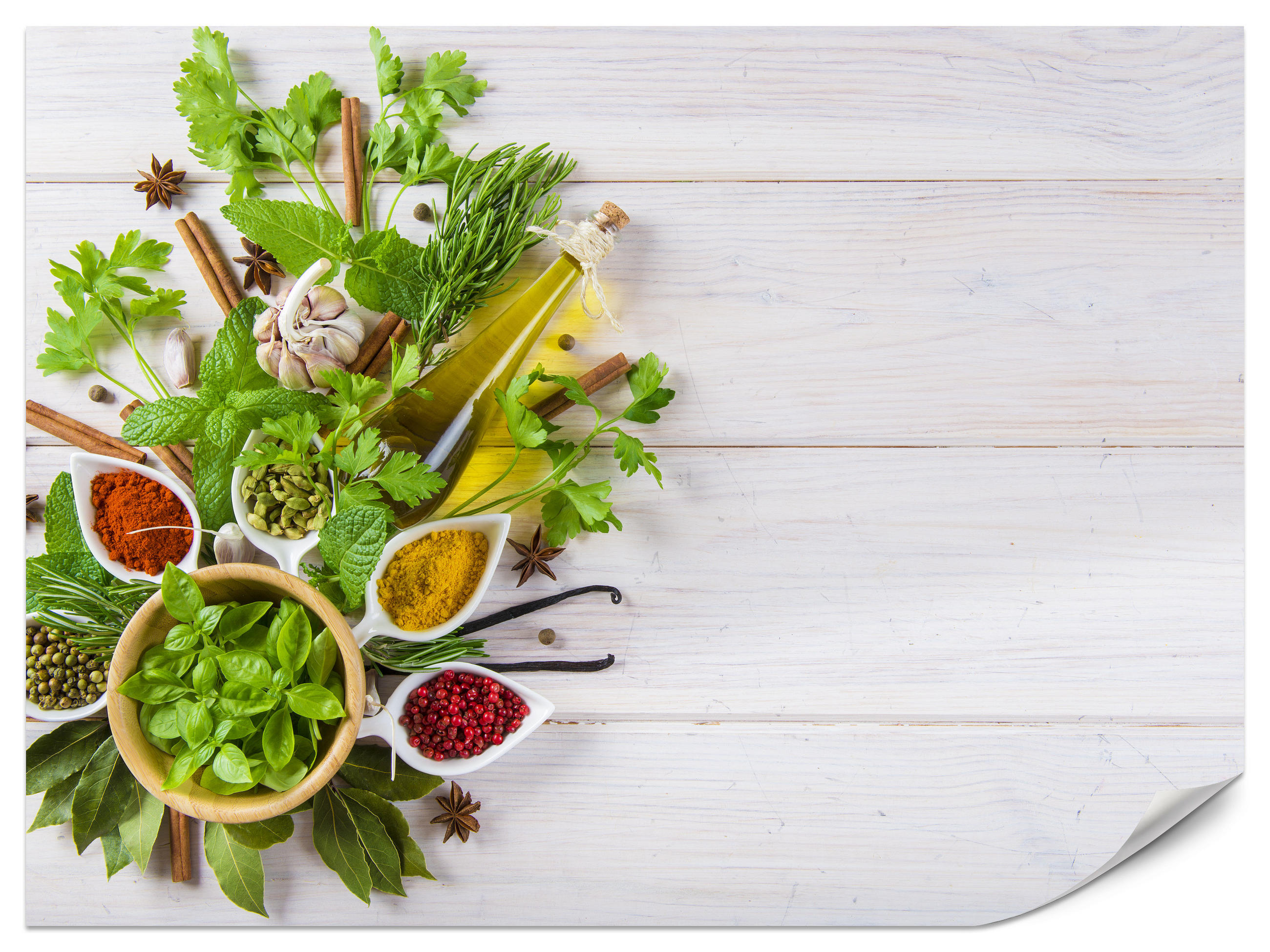 FOTOTAPETE für Küche Kräuterbukett Gewürze Aromen 200x140 - Gelb/Rot, Papier (200/140cm) - Muralo