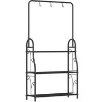 PFLANZENSTÄNDER 75/25/137 cm mit 3 Ebenen, Hängestange und Haken aus Metall, platzsparend, Schwarz - Schwarz, Metall (25/137/75cm) - Redom