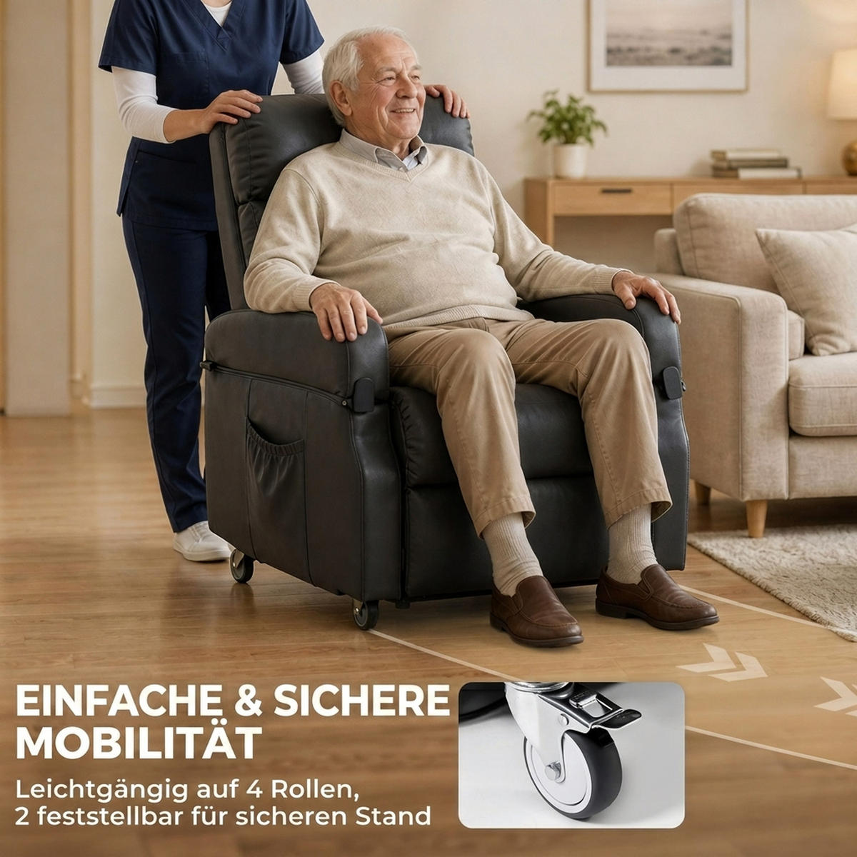 RECLINERFÅTÖLJ med uppståndningsfunktion, mörkgrå - Mörkgrå, Metall/Plast (78/110/98cm) - HOMCOM