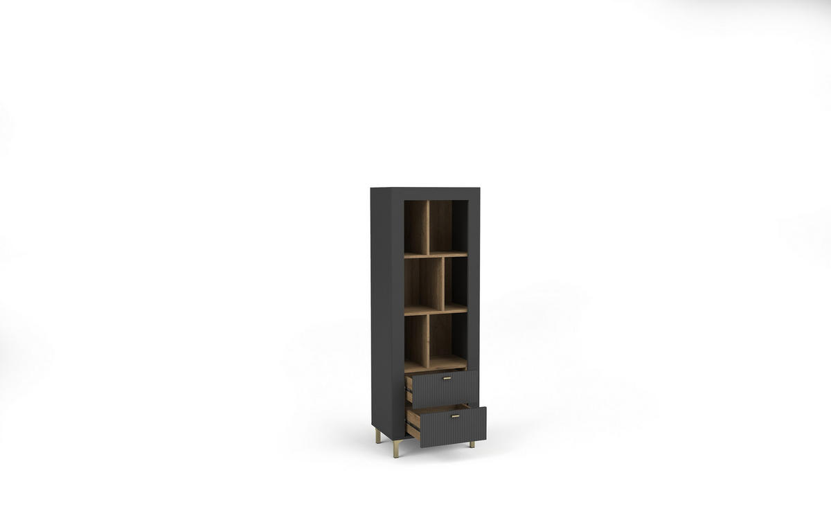 BÜCHERREGAL ZELOS 60/168,6/40 cm Wohnzimmerregal Hochschrank Regal Schwarz - Schwarz, Holzwerkstoff (60/168.6/40cm) - MASSENO