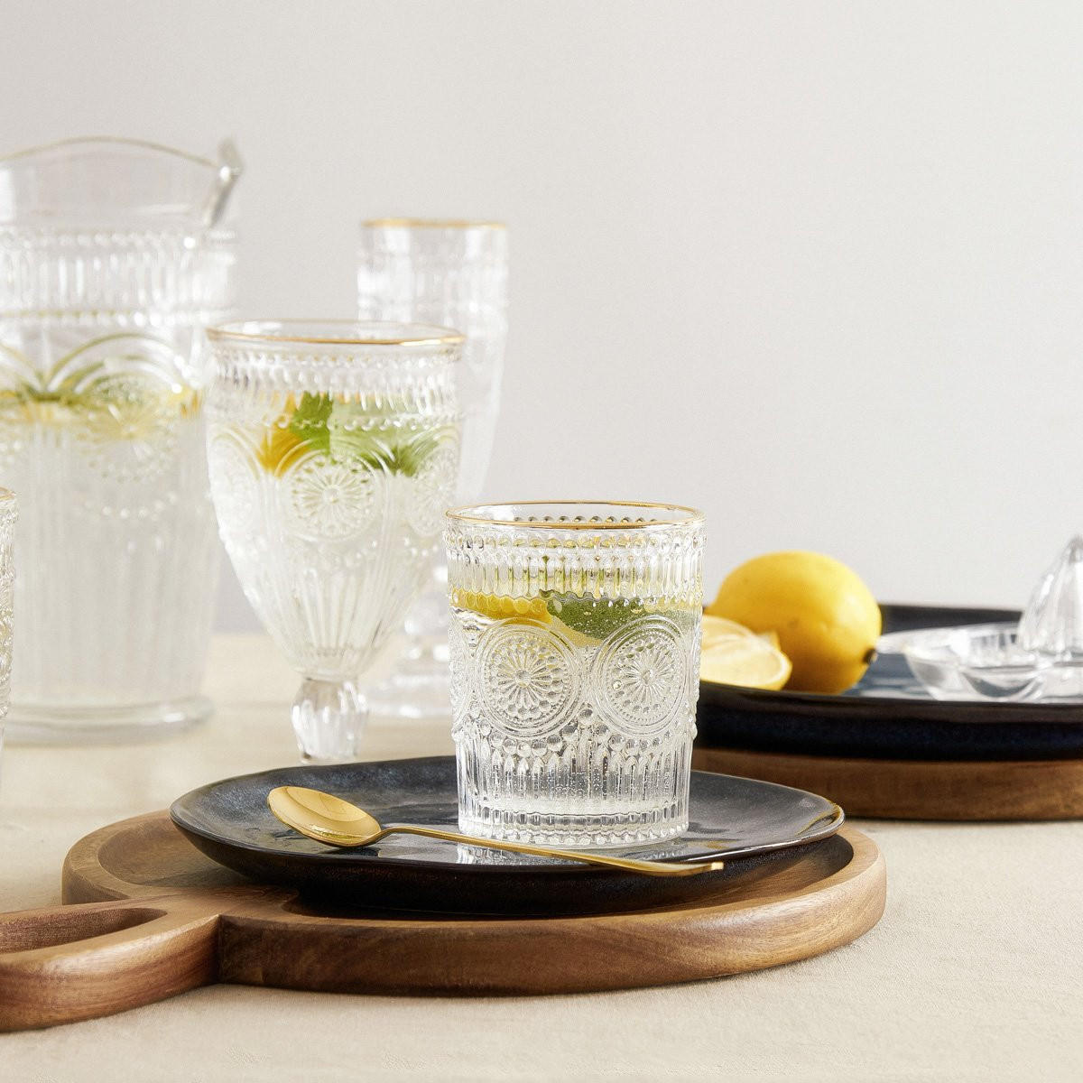 GLÄSER Barrel niedrig mit Goldrand 0,3 l 6er-Set - Transparent, Glas (0.3L) - Homla