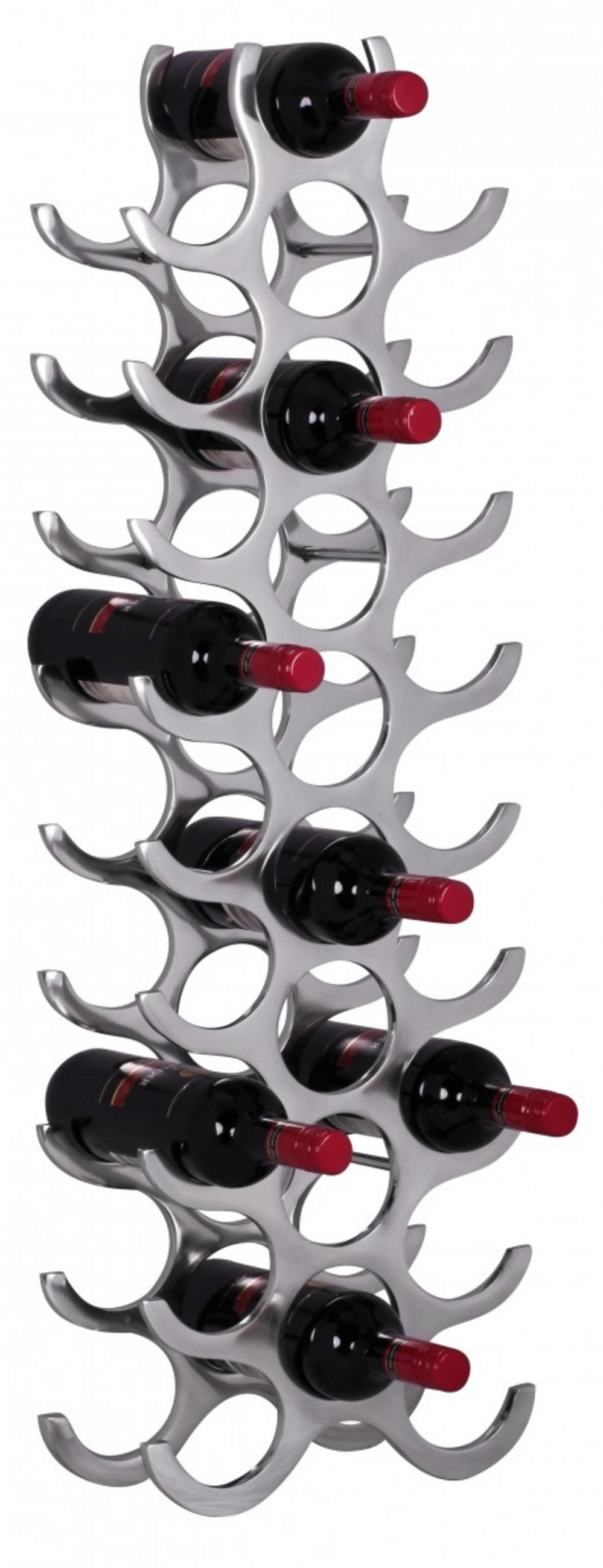 WEINREGAL Aluminium Modern Stil für 27 Flaschen stehend 98x31x14cm - Silberfarben, Metall (31/98/14cm) - KADIMA DESIGN