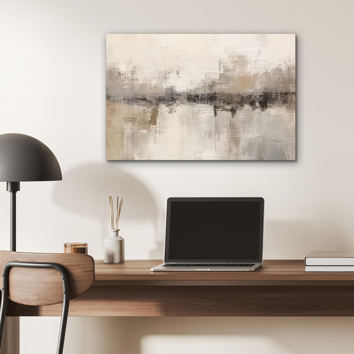 METALLBILD Moderne Kunst - Abstrakt - Beige 60x40 cm - Beige, Metall (60/40cm) - MuchoWow