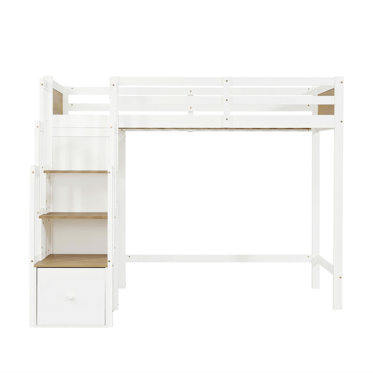 HOCHBETT 90/200 cm mit Schreibtisch und Stauraum, DE-41750, in Weiß - Weiß, Holzwerkstoff (90/200cm) - ComfortXL