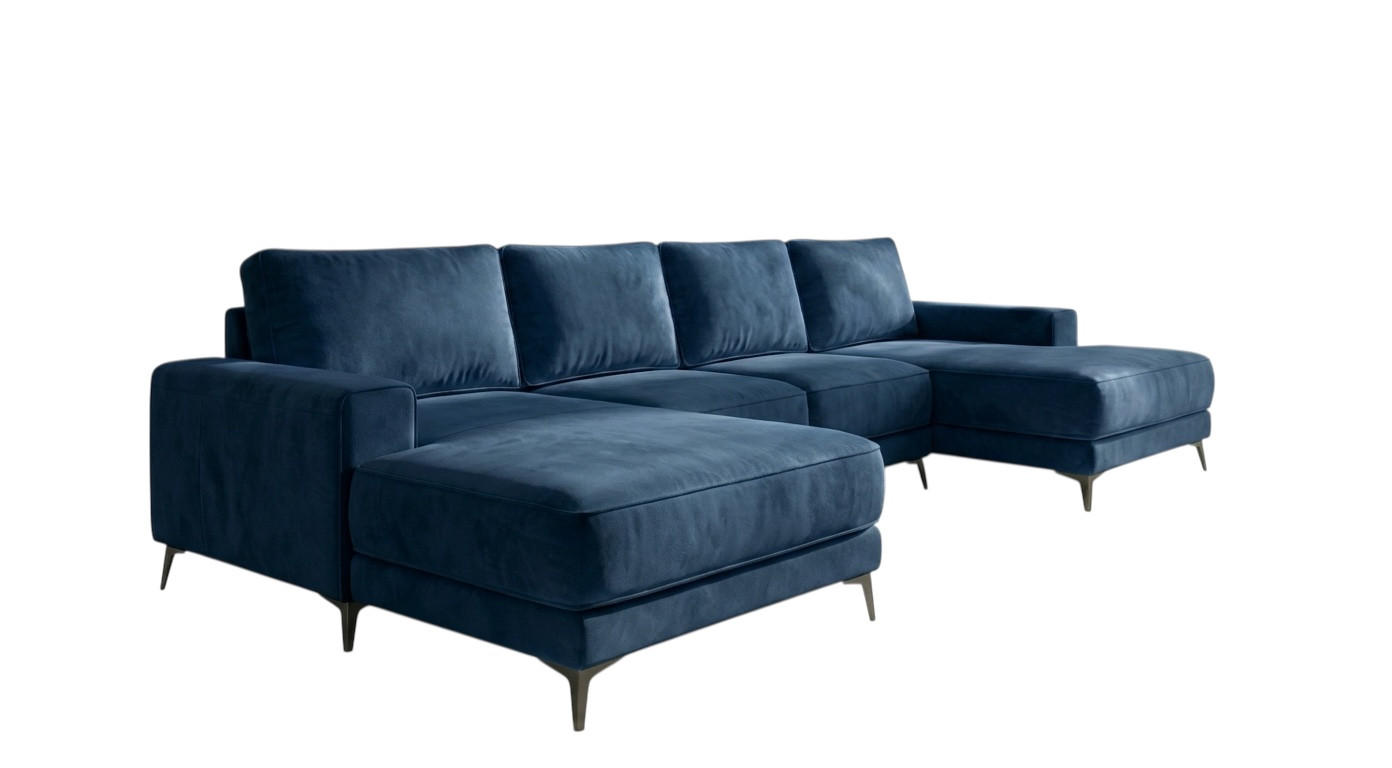 ECKSOFA VALTOR 320 cm x 185 cm – Stoff: VELUTTO Blau 11 Farbe: Blau - Blau, Textil (320/185cm) - A&J MöbelLand