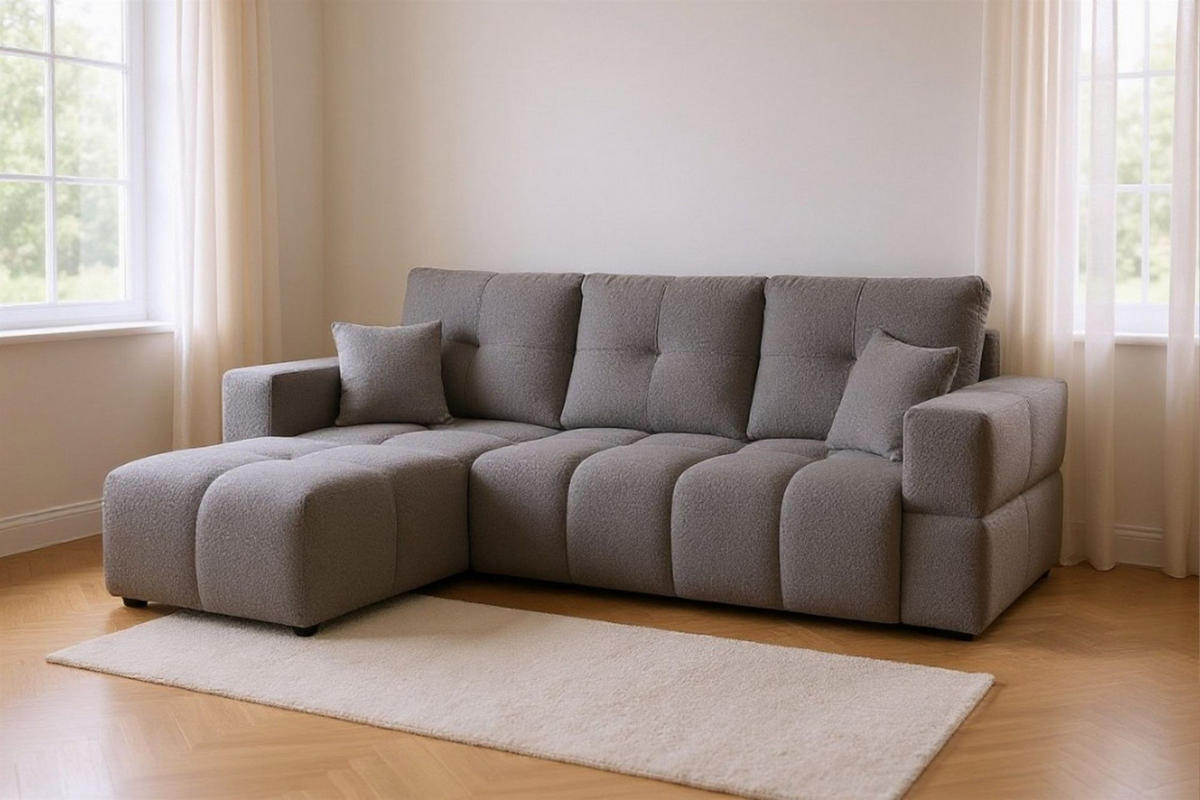 ECKSOFA Denise Mit Schlaffunktion - Dunkelgrau, Holzwerkstoff/Textil (250/148cm) - Fun Möbel