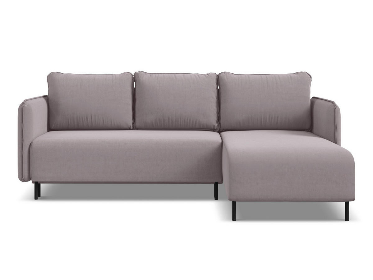 ECKSOFA mit Schlaffunktion Samt Stoff Violett - Lila/Flieder, Holz/Textil (236/162cm) - Makamii