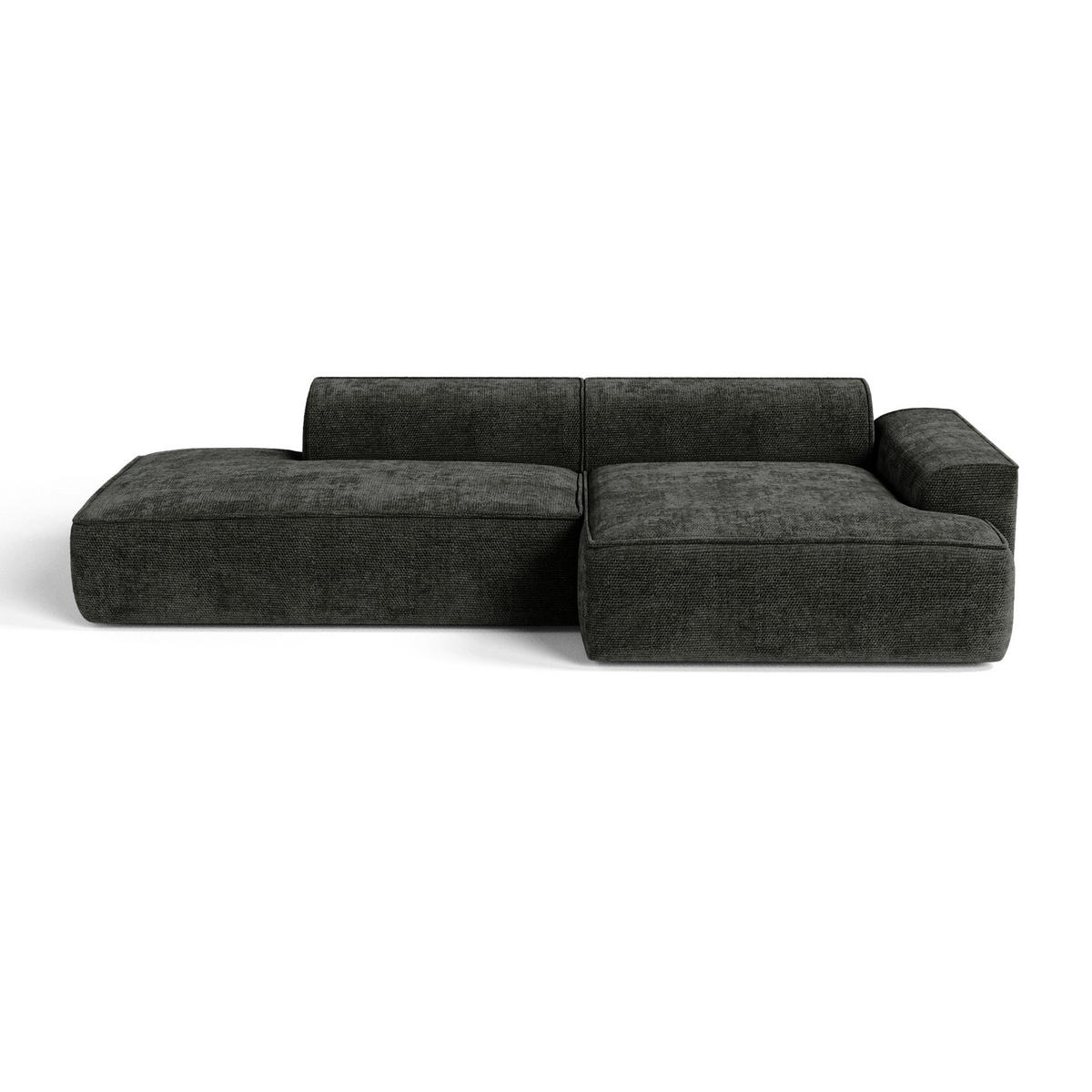 ECKSOFA rechtwinklig HANA Strickvelours Dunkles Anthrazit 260cm - Dunkelgrau/Anthrazit, Textil (260/155cm) - Premium Interiors