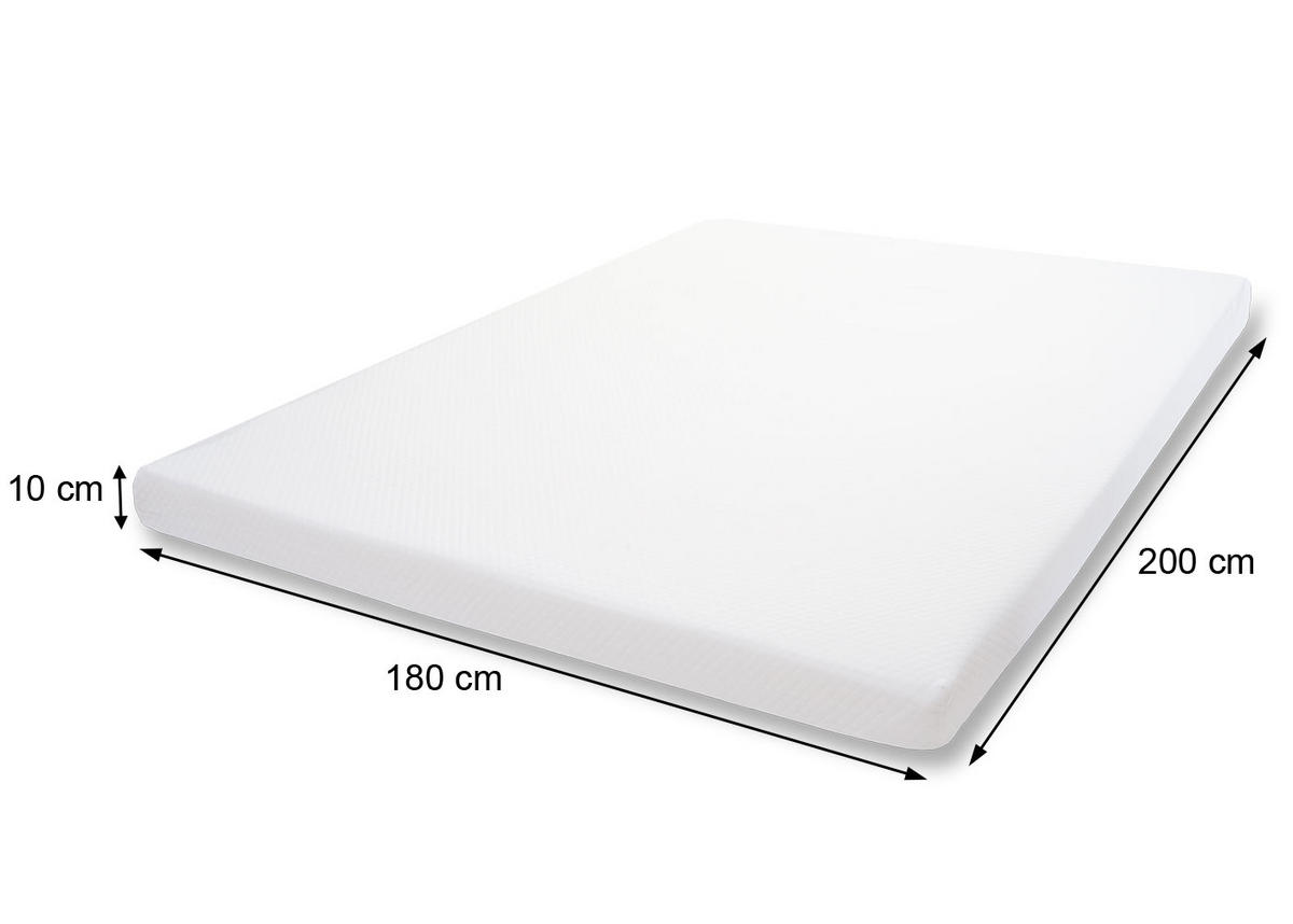 MEMORYFOAM-MATRATZENTOPPER 10CM Weiß - Weiß, Textil (200/180/10cm) - MCW
