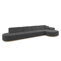 ECKSOFA Ottomane Rechts MARI-L3-v1 - 413x171x83 cm Grau Bouclé - Grau, Holzwerkstoff/Textil (171/413cm) - ALTDECOR
