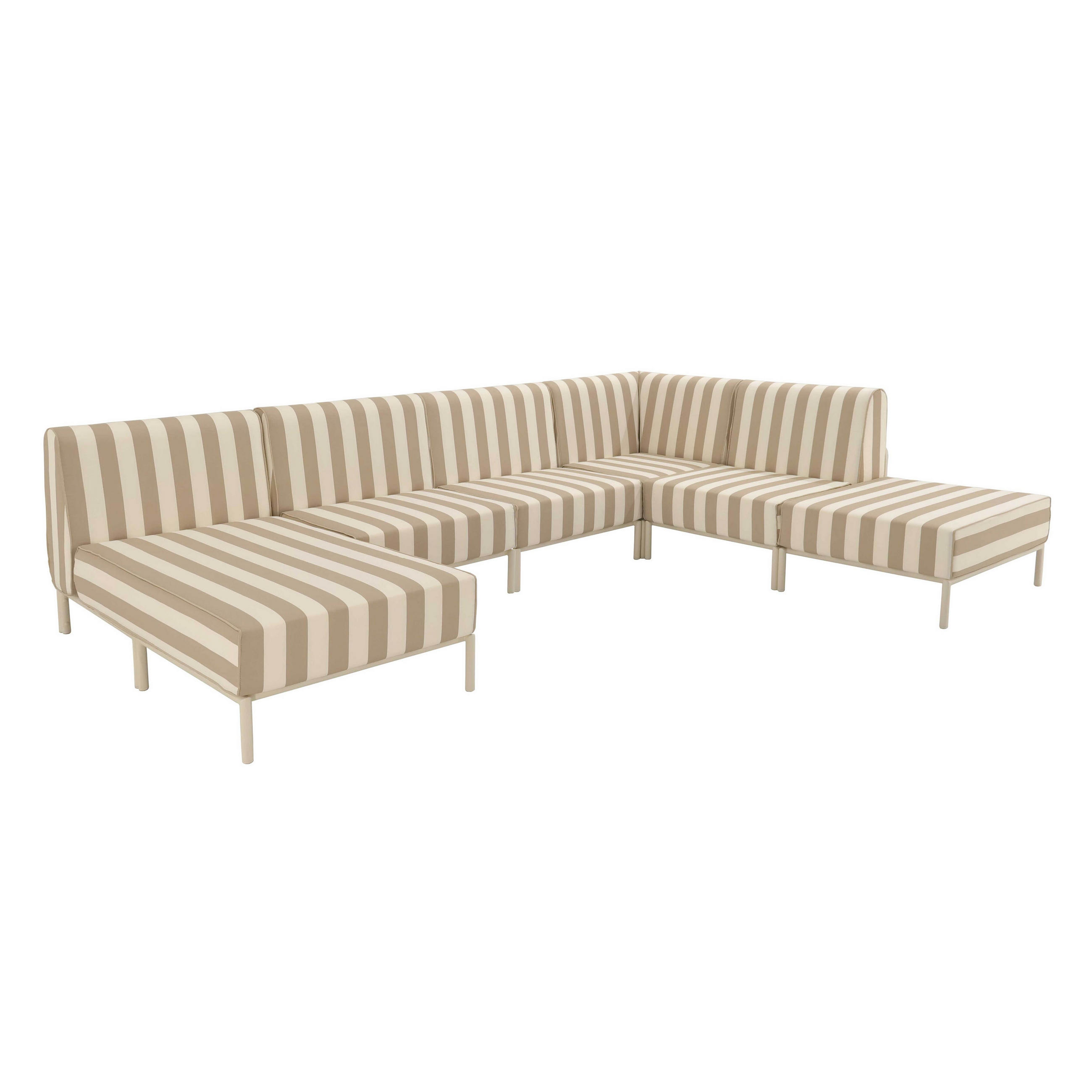 GARTENSOFA mit 6 Sitzplätzen, Beige - Beige, Metall - Oviala