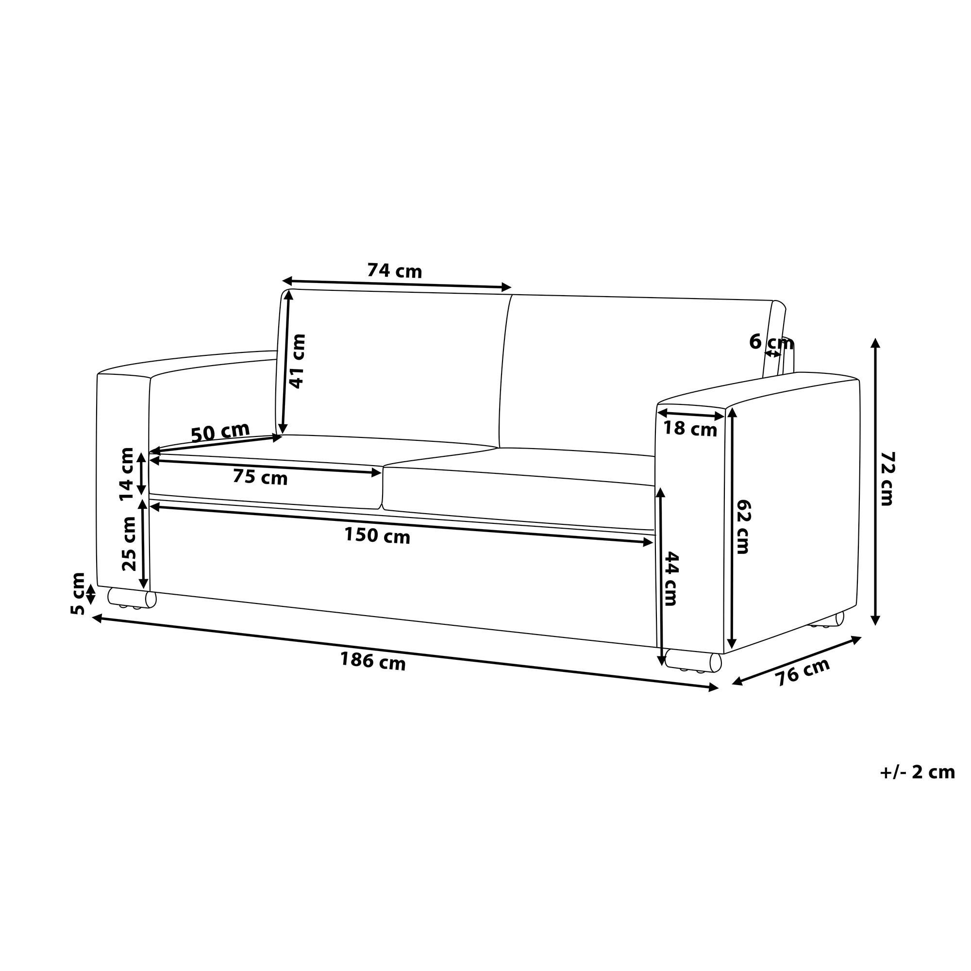 Thumbnail - Beliani 3-Sitzer-Sofa, Dunkelbraun, Leder, 186x72x76 cm, Wohnzimmer, Sofas & Couches, Sofas, 3-Sitzer Sofas