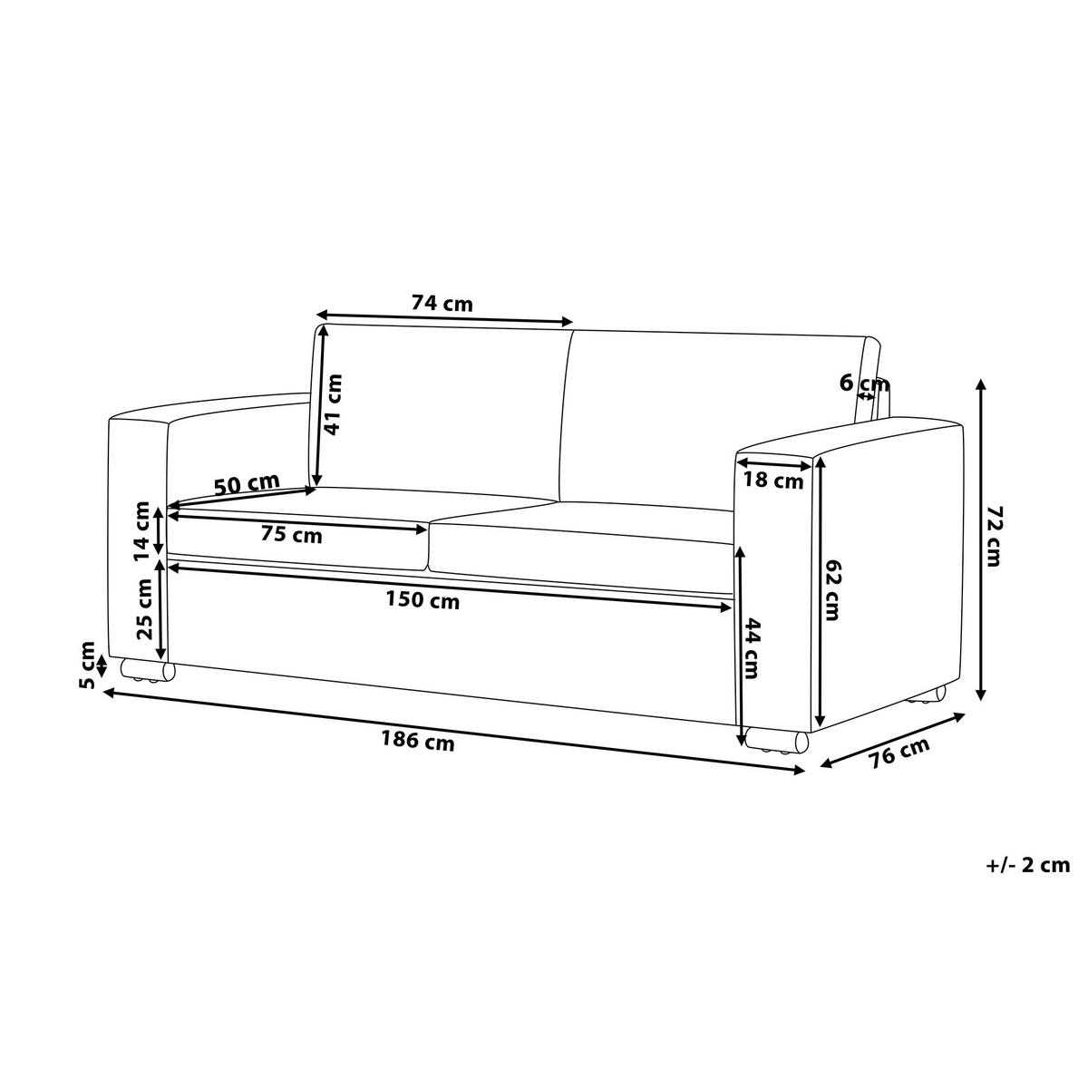 3-SITZER-SOFA Echtleder Braun Helsinki - Dunkelbraun, Leder/Fell (186/72/76cm) - Beliani