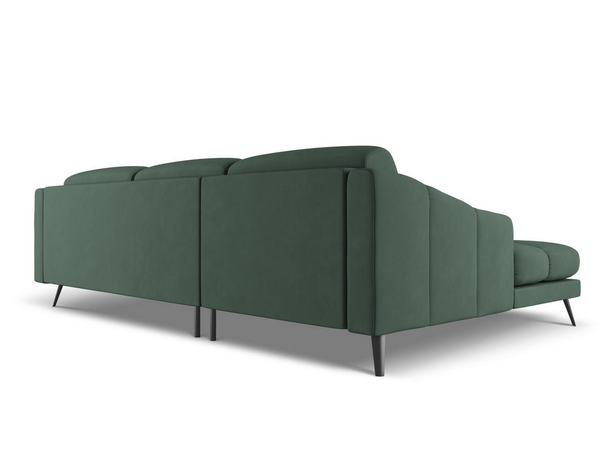ECKSOFA Links Chenille Stoff Grün - Schwarz/Grün, Textil/Metall (160/264cm) - Makamii