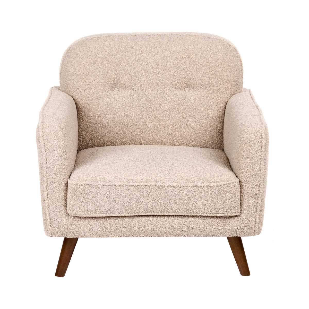 SESSEL Bouclé Beige Ettrum - Beige/Braun, Holz/Textil (87/87/84cm) - Beliani