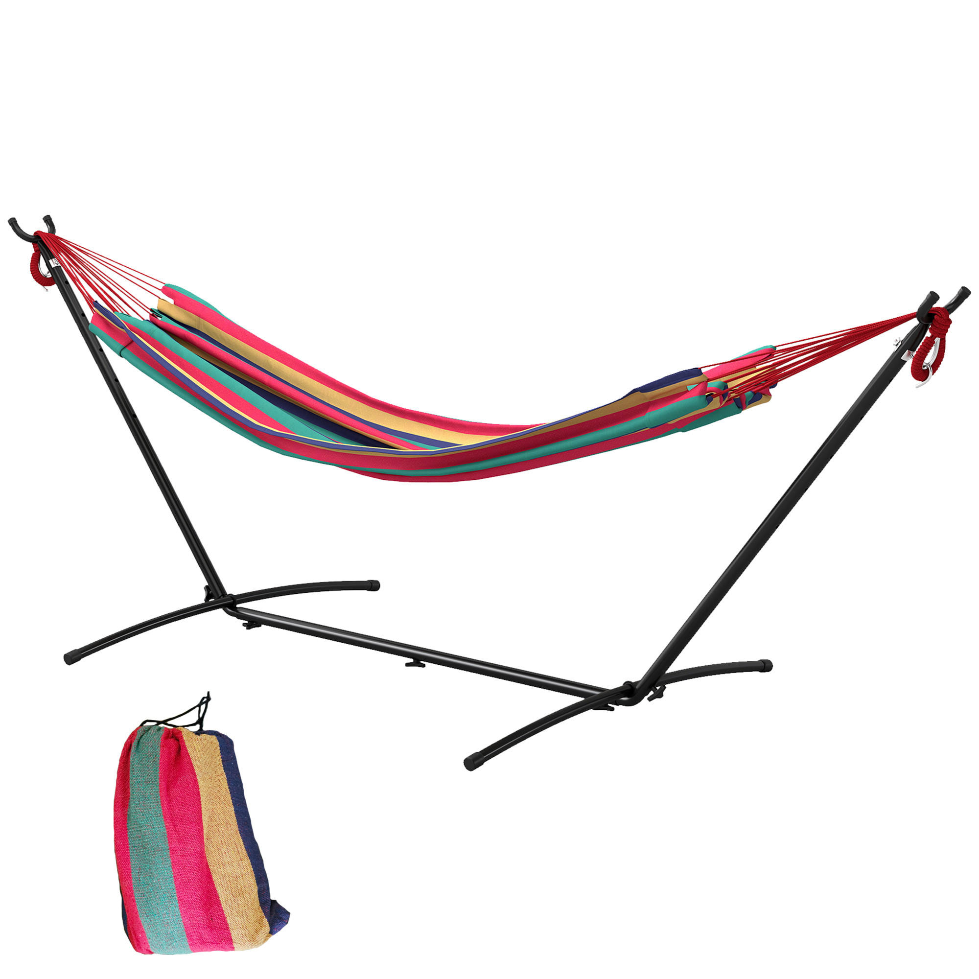 HÄNGEMATTE mit Gestell DE-13559 120 kg, höhenverstellbar Mehrfarbig - Rot, Metall (117/105/310cm) - ComfortXL
