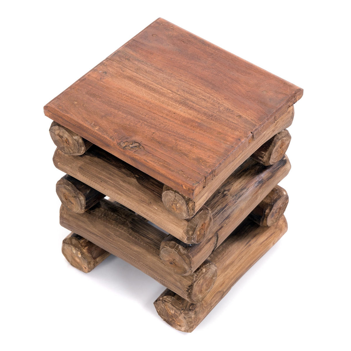 HOCKER BLOCK 38 Teak Massivholz naturfarben - Braun, Holz (30/39/30cm) - DESIGN DELIGHTS