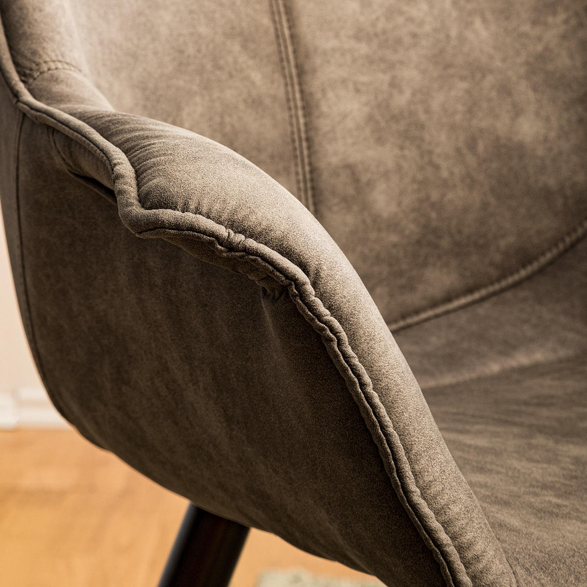 ARMLEHNENSTUHL - Metall - Cappuccino, Textil (70/81/64cm) - home24