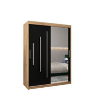 SCHWEBETÜRENSCHRANK 200/150/62 2-türig - Silberfarben/Schwarz, Holz/Kunststoff (150/200/62cm) - Abiks Möbel